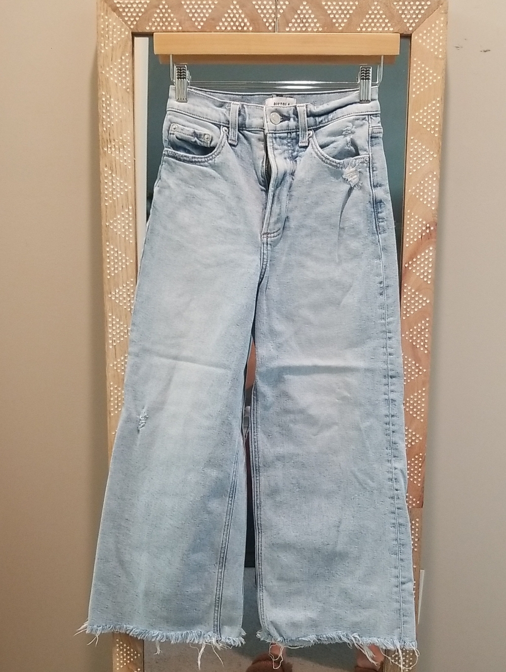 Pistola High-Rise Cropped Light Blue Wide-Leg Raw Hem Scissor-cut Women's 25P
